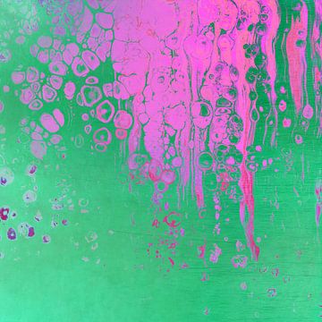 Modern Abstract: Mixed media in lila op groen staal van Studio Pieternel