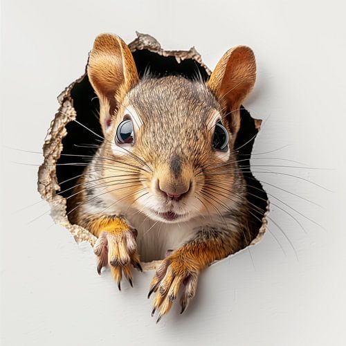 Aardeekhoorn uit de muur