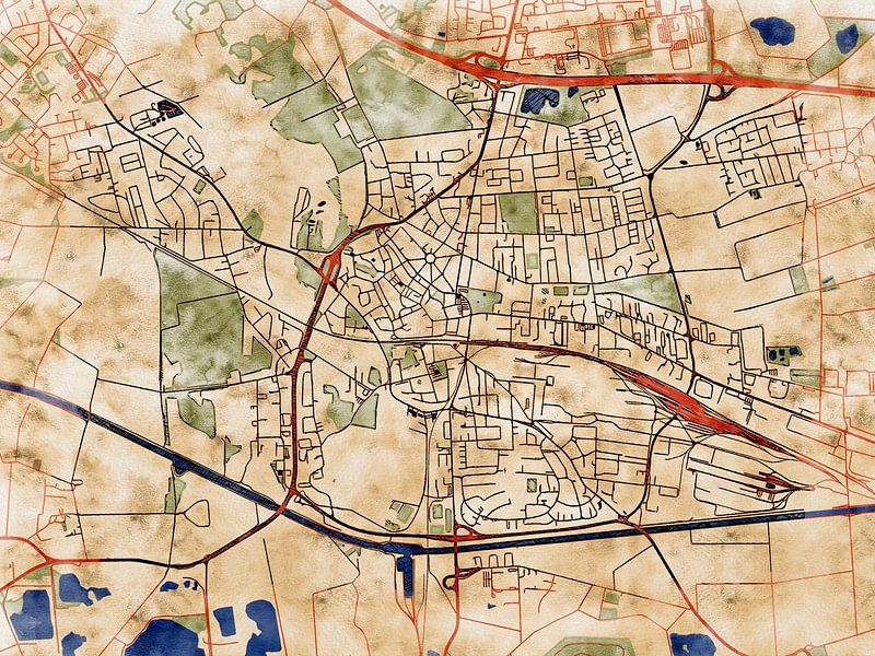 Map of Peine with the style 'Serene Summer' by Maporia