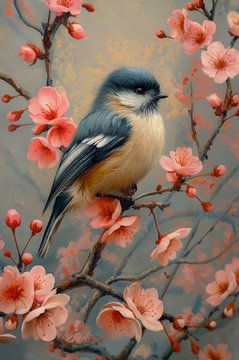 Lenteglorie - Vogeltje te Midden van Bloeiende Takken van Eva Lee