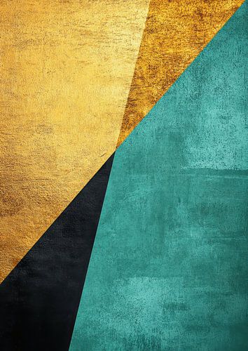 Abstract retro ontwerp in goud, turquoise & zwart