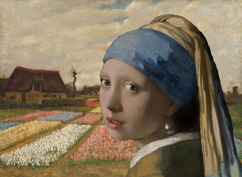 Vincent van Gogh Bloembedden in Holland - Meisje met de parel van Digital Art Studio