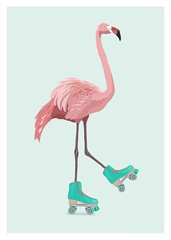 Rollschuh fahrender Flamingo