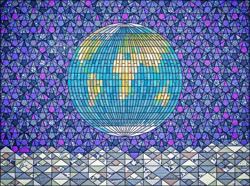 Earthrise Bleiverglasung von Frans Blok