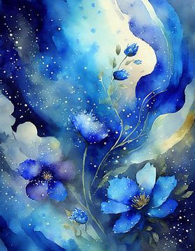 Delfts blauw flow flowers 1 van Loutje fotografie & styling