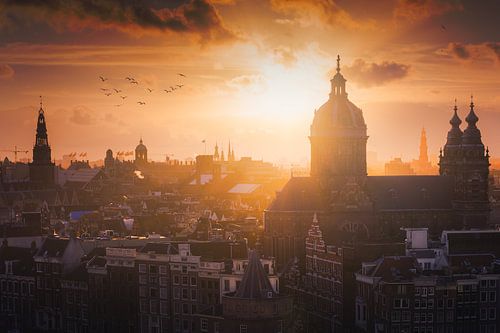 Amsterdam Skyline Sonnenuntergang
