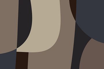 Moderne vormen en lijnen in neutrale kleuren. Licht taupe, bruin, grijs. van Dina Dankers