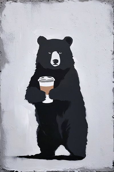 Black bear with coffee by Imperial Art House