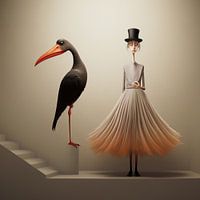 Gevederd Absurdisme met de elegantie van de hoekige vrouw