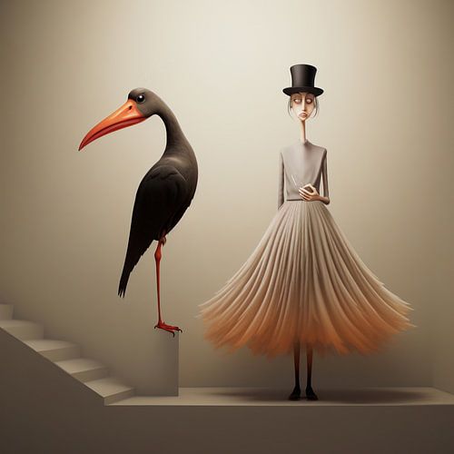 Feathered Absurdism with the elegance of the angular woman