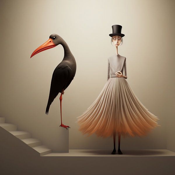 Feathered Absurdism with the elegance of the angular woman by Karina Brouwer