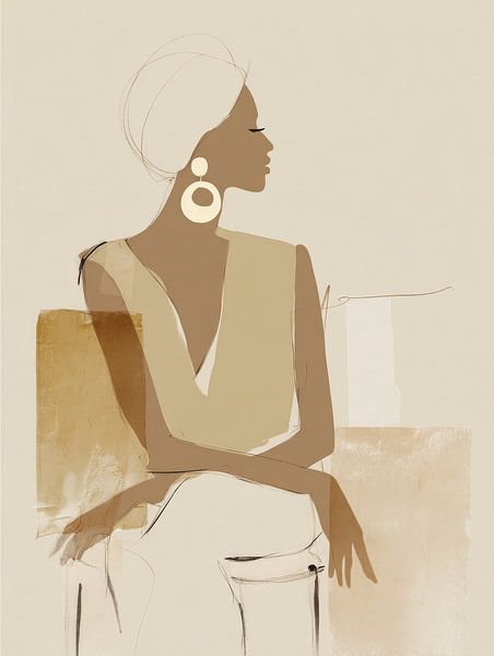 Modern abstract portrait in earth tones by Studio Allee