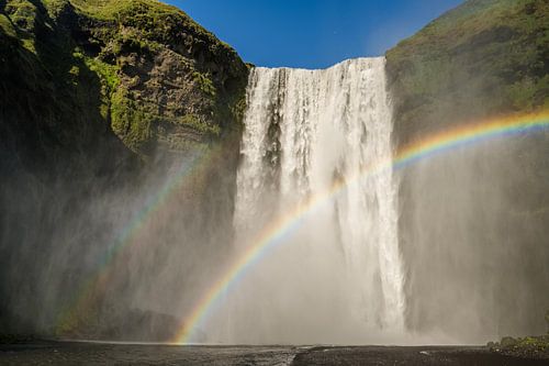 Skógafoss met regenboog, IJsland