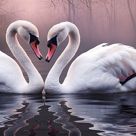 Swans in Love van Harry Herman