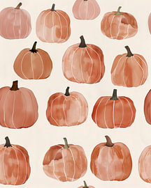 Watercolour Terracotta Pumpkins Autumn Painting by Gentle Echoes
