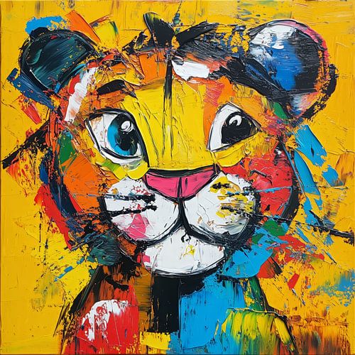 Kleurrijke Leeuwenwelp met Glimlach