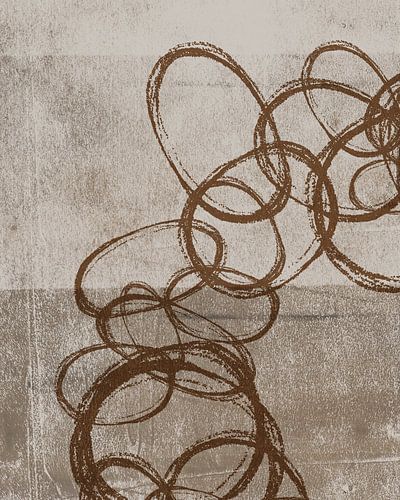 Formes organiques en brun rouille, beige et blanc cassé.