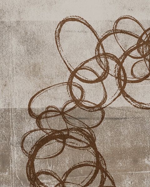 Organic shapes in rusty brown, beige and off white. by Dina Dankers