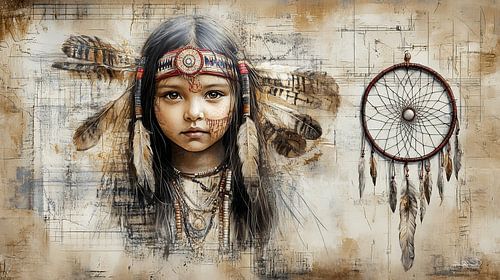 indiaan in Da Vinci stijl