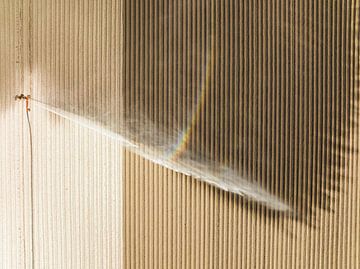 Irrigation pivot gun machine spraying water on a field during a dry summer by Sjoerd van der Wal Photography