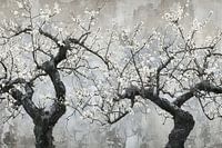 Branches de fleurs sinueuses