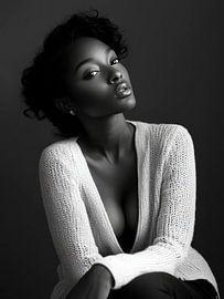 Elegantes Porträt einer Frau – Schwarz-Weiß von Poster Art Shop