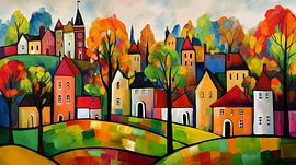 ville colorée en automne naïve sur Jan Bechtum