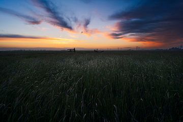 Coucher de soleil polder Mastenbroek sur Rick Kloekke