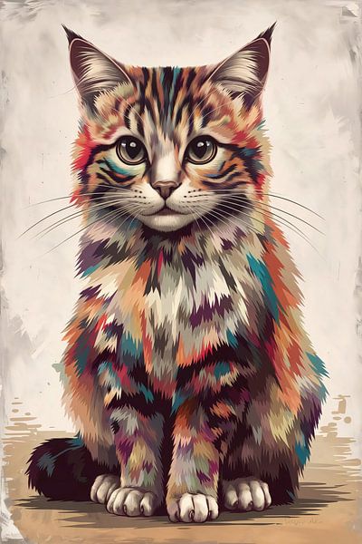 Bunte digitale Katzenkunst von Art & Soul Creations