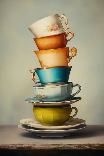 Stack of coloured cups