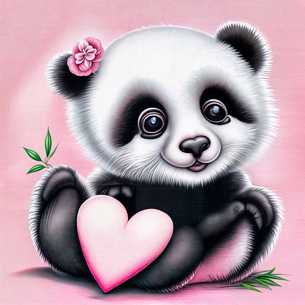 Cute panda holding a heart by Laly Laura