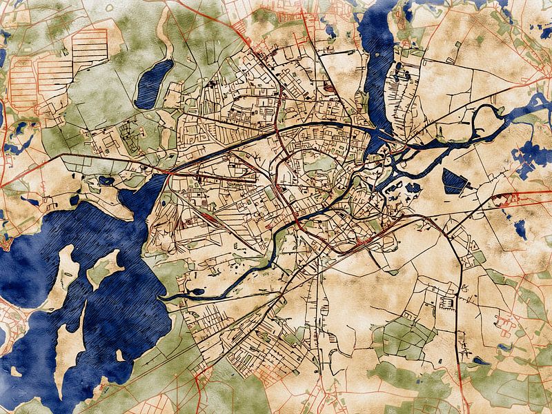 Kaart van Brandenburg an der Havel in de stijl 'Serene Summer' van Maporia