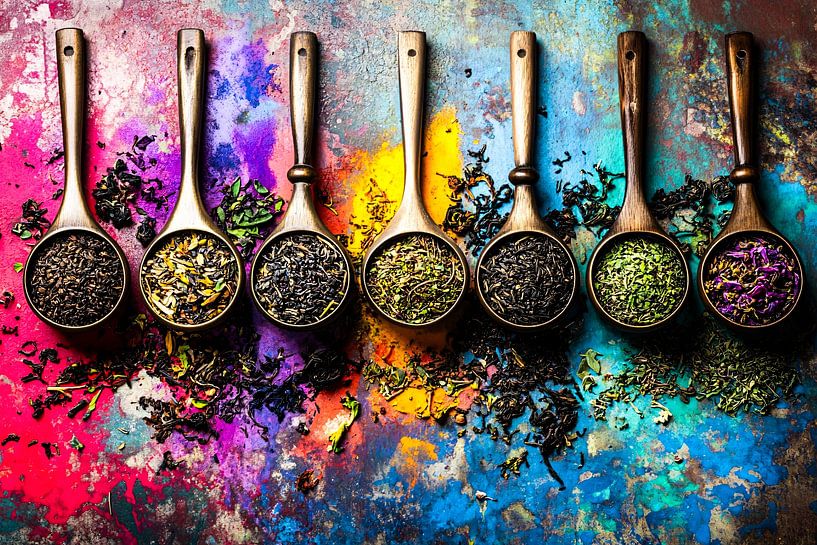 Kleurrijke thee presentatie kunst van Art & Soul Creations