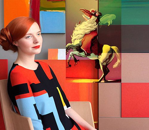 Gelukkige dame, blij paard