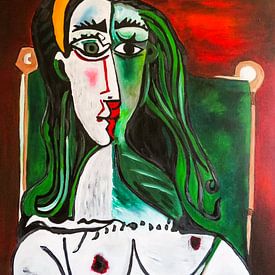 Portret abstrait de la femme assise van Pablo Picasso sur Danielle Ducheine