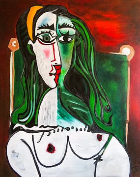Portret abstrait de la femme assise van Pablo Picasso sur Danielle Ducheine