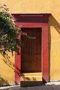 Vrolijke zomerkleuren | kleurrijk Mexico | deur | reisfotografie print van Kimberley Helmendag