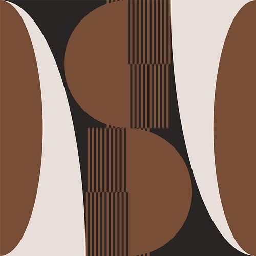Retro golven. Moderne abstracte geometrische kunst in bruin, wit, zwart nr. 3