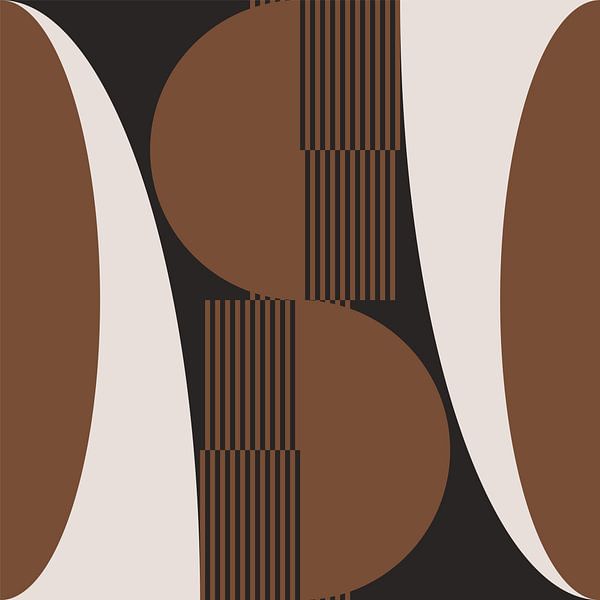 Retro waves. Modern abstract geometric art in brown, white, black no. 3 by Dina Dankers
