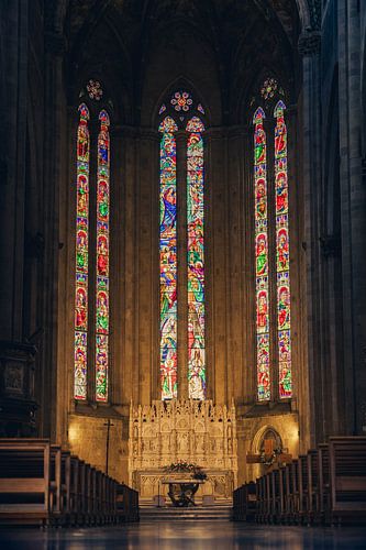 Gothic church with stained-glass windows
