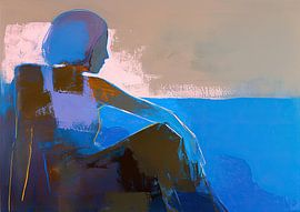 Frau | Geflüster von Mitternachtsblau von Abstraktes Gemälde