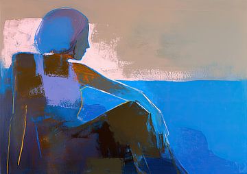 Vrouw | Whisper of Midnight Blue van Abstract Schilderij
