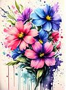 Colorful AI creation of wild flowers in wet paint splash style by A.D. Digital ART thumbnail