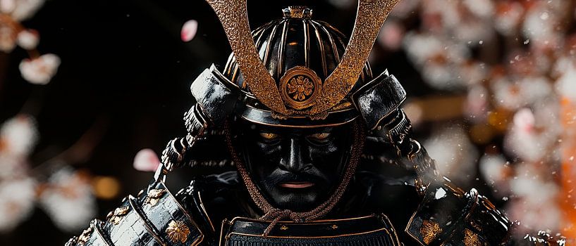 Samurai with golden armour - close-up by Poster Art Shop