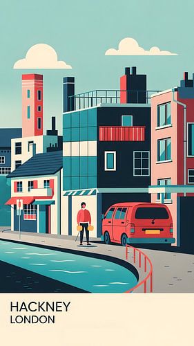 Hackney Londen Stedelijk Straatbeeld Flat Design Illustratie