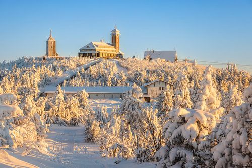 Fichtelberg plateau in the golden light