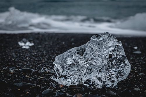 Glacier ice on Dimando Beach in Iceland