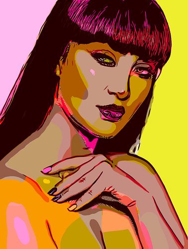 Hübsche nackte Asiatin im Pop-Art-Stil