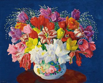 Moïse Kisling - Groot boeket tulpen (1952) van Peter Balan
