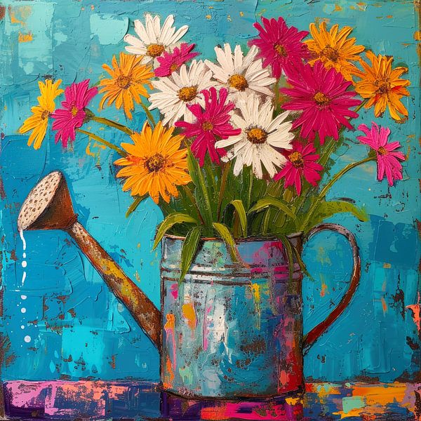 Arrosoir ensoleillé avec fleurs joyeuses par Vlindertuin-Art